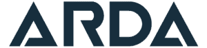 De afbeelding toont het woord "ARDA" in vette, geometrische hoofdletters met gestileerde 'A's die op driehoeken lijken, wat een modern gevoel oproept dat geschikt is voor cyberbeveiliging en digitale forensische branding.