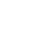Een eenvoudig wit pictogram van een database of server, afgebeeld als drie gestapelde schijven met drie punten aan de rechterkant, op een lichte achtergrond - ideaal voor het illustreren van AI pentesten concepten.